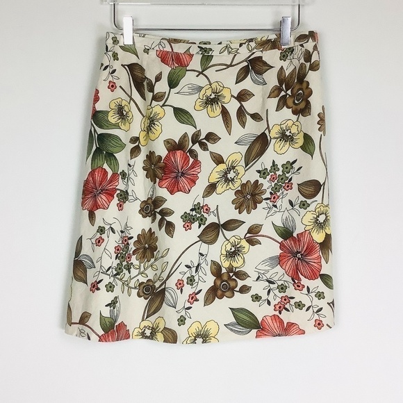 Vintage Linen Blend Floral Skirt Sz 10 - Picture 5 of 9